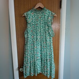 MELLODAY Green and Red Floral Dress